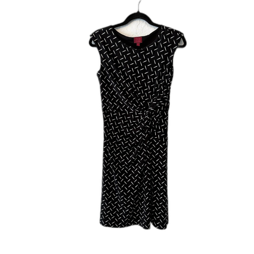 212 collection dress black white classy professional career ruching womens XS